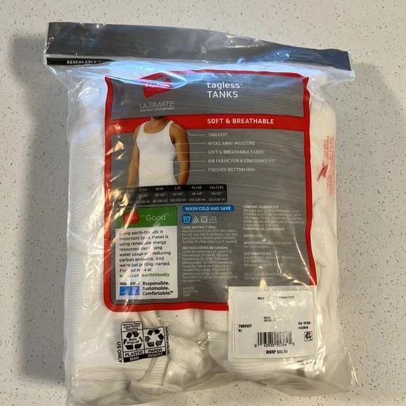 NWT - Hanes tank tops. 7 tanks, size XL are comfortable, soft and breathable - Picture 3 of 3